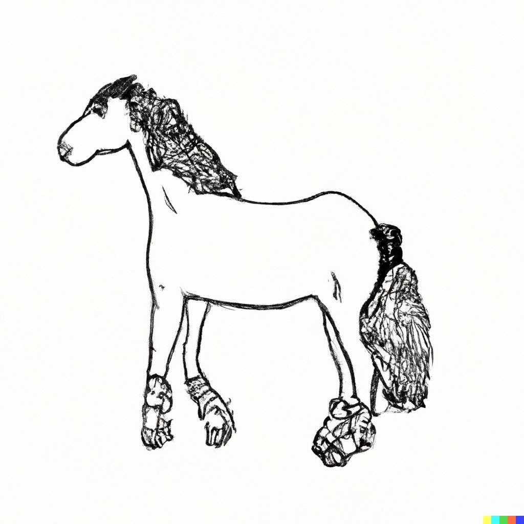 a horse, doodle